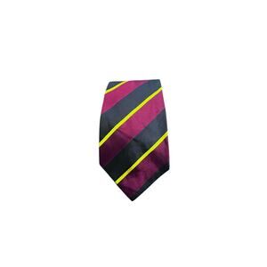 Lands' End Maroon Navy Gold Stripe Men's 100% Silk Ties